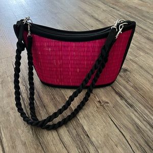Baskets of Cambodia- Pink & black wicker basket type purse! Good used condition!
